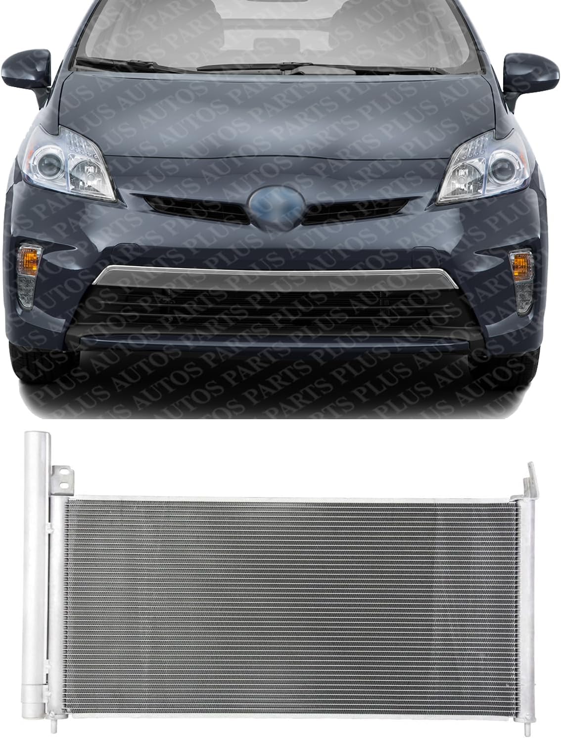 Front AC Condenser Aluminum Core Direct Replacement Compatible With 2010-2015 Toyota Prius / 2012-2015 Plug-In / 2011 Lexus CT200h TO3030316 8846047150