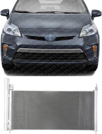 Front AC Condenser Aluminum Core Direct Replacement Compatible With 2010-2015 Toyota Prius / 2012-2015 Plug-In / 2011 Lexus CT200h TO3030316 8846047150