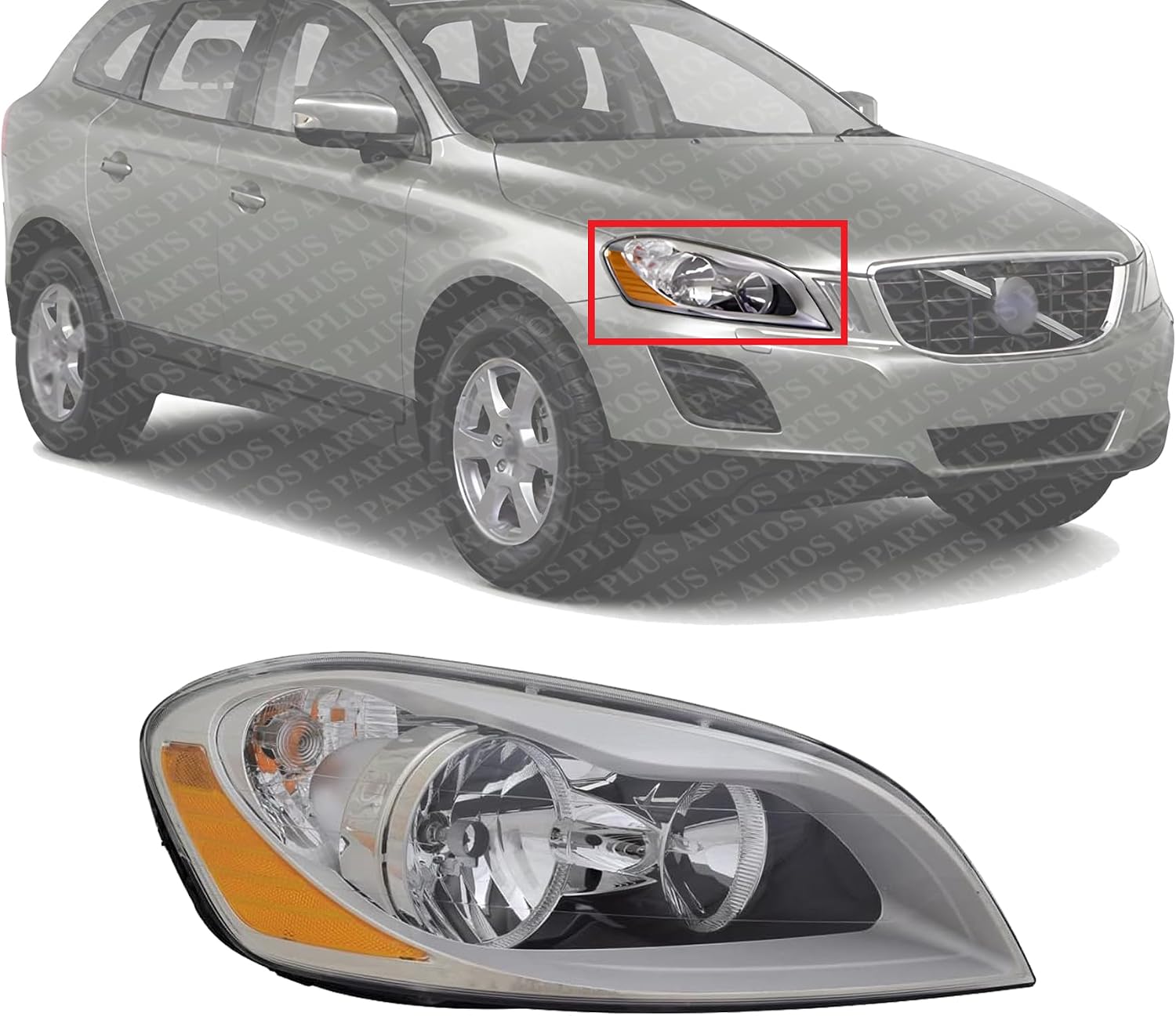 Front Head Light Assembly Halogen Right Passenger Side Direct Replacement Compatible With 2010-2013 Volvo XC60 VO2503130 313954711