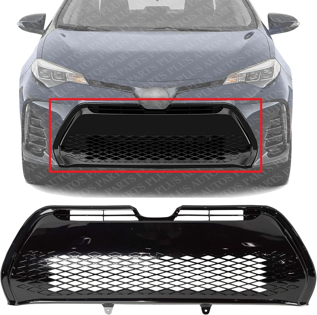 Front Bumper Grille Primed Plastic Direct Replacement Compatible With 2017-2019 Toyota Corolla TO1036178 5311202740