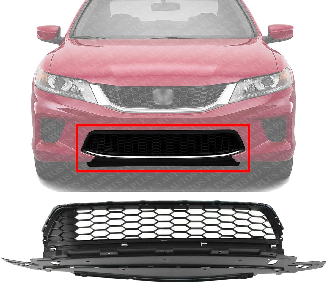 Front Bumper Lower Grille Textured Gray Plastic Direct Replacement Compatible With 2013-2015 Honda Accord HO1036114 71103T2AA00