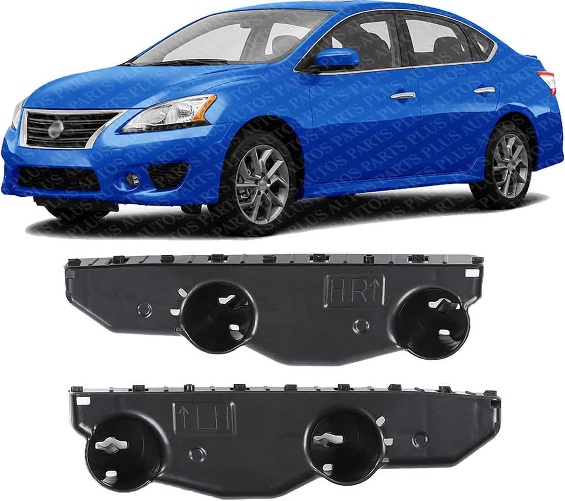 Set Of 2 Front Bumper Bracket Plastic Left Driver & Right Passenger Side Direct Replacement Compatible With 2013-2015 Nissan Sentra NI1033107 NI1032107 622243SH0A 622253SH0A