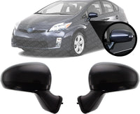 Set Of 2 Front Power Mirror Manual Fold Heated Primed Right Passenger & Left Driver Side Direct Replacement Compatible With 2010-2015 Toyota Prius / 2012-2015 Plug-In TO1320262