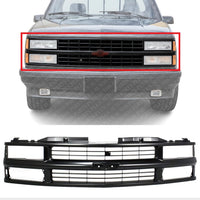 Front Grille Painted Black Shell & Cross Bar Insert With Dual Beam Headlamp Direct Replacement Compatible With 1994-2000 Chevrolet / 1994-1999 Suburban C-K Series GM1200239 15981092