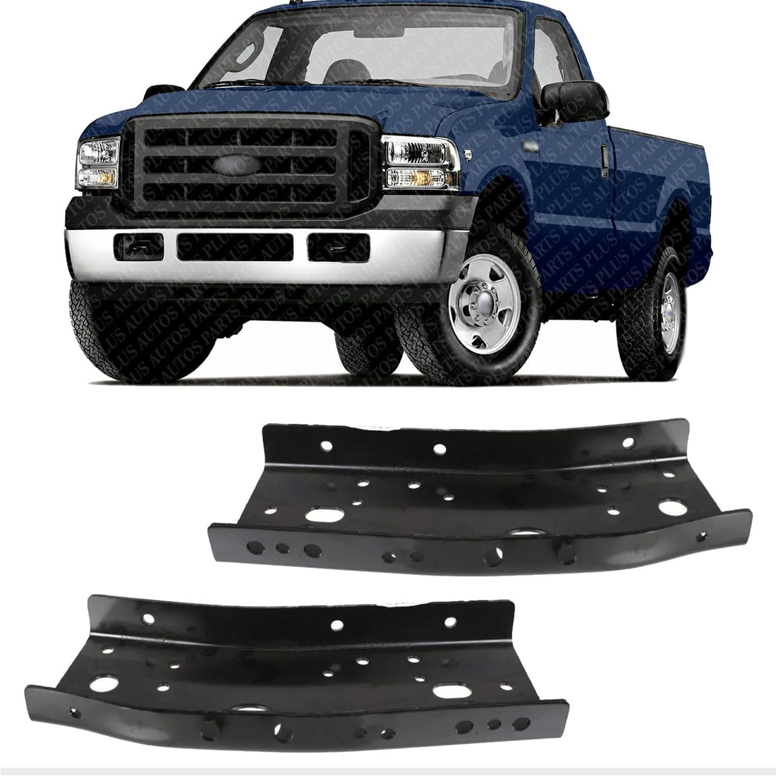 AUTOS PARTS PLUS Set Of 2 Front Bumper Plate Bracket Side Rail Left Driver & Right Passenger Side Direct Replacement Compatible With 1999-2007 F-Series Super Duty FO1066141 FO1067141 F81Z5015AA
