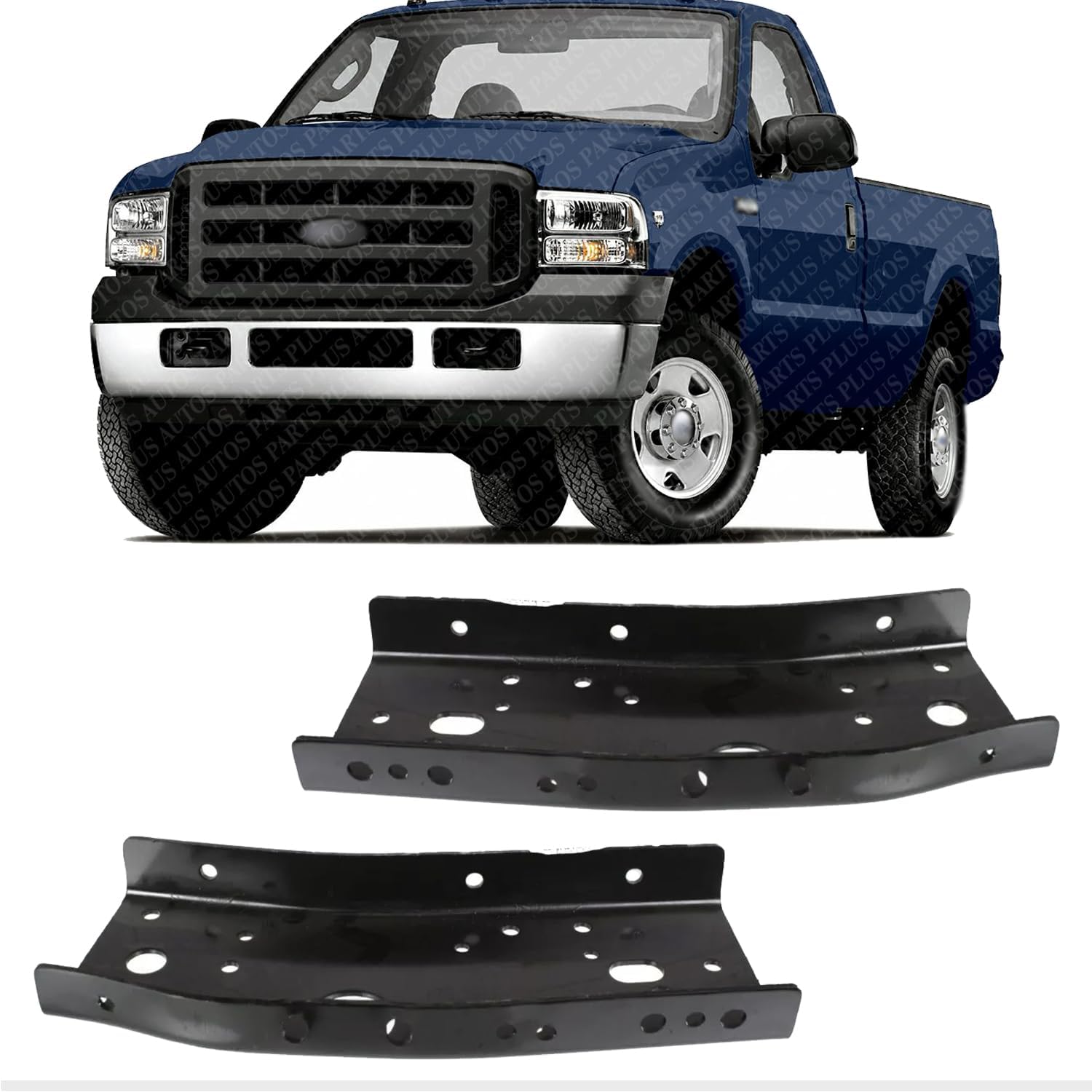 AUTOS PARTS PLUS Set Of 2 Front Bumper Plate Bracket Side Rail Left Driver & Right Passenger Side Direct Replacement Compatible With 1999-2007 F-Series Super Duty FO1066141 FO1067141 F81Z5015AA