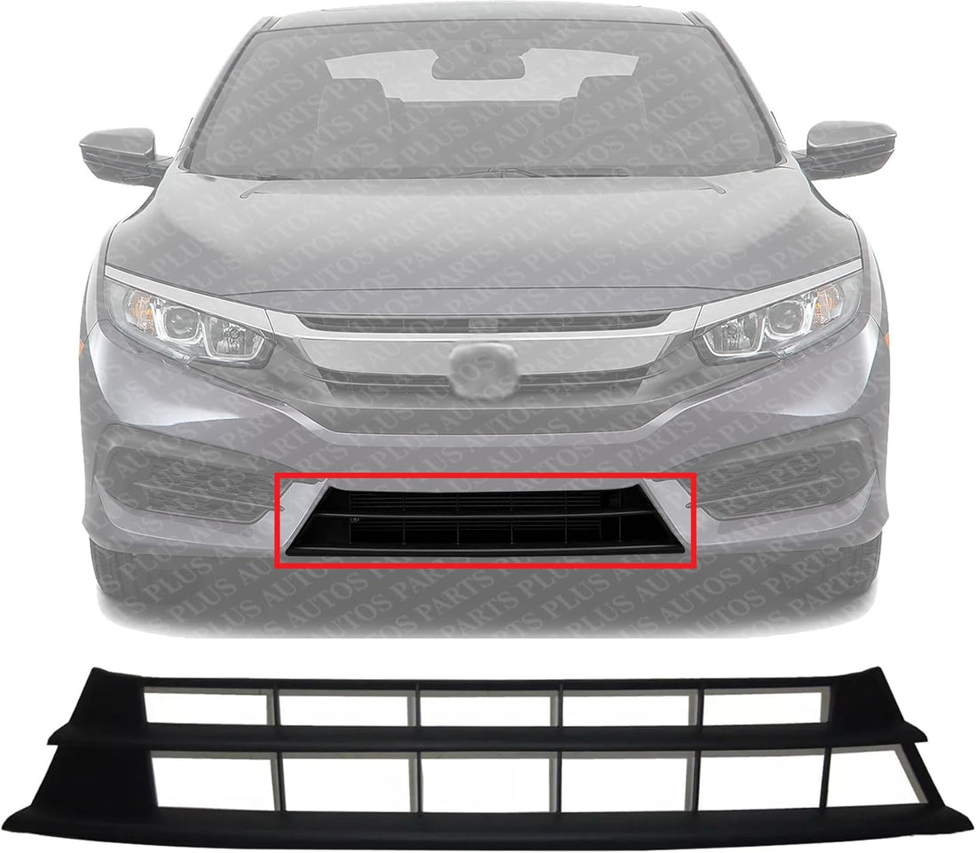 Front Bumper Lower Grille Textured Direct Replacement Compatible With 2016-2018 Honda Civic HO1036124 71102TBAA10