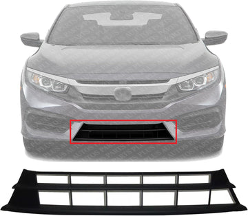 Front Bumper Lower Grille Textured Direct Replacement Compatible With 2016-2018 Honda Civic HO1036124 71102TBAA10