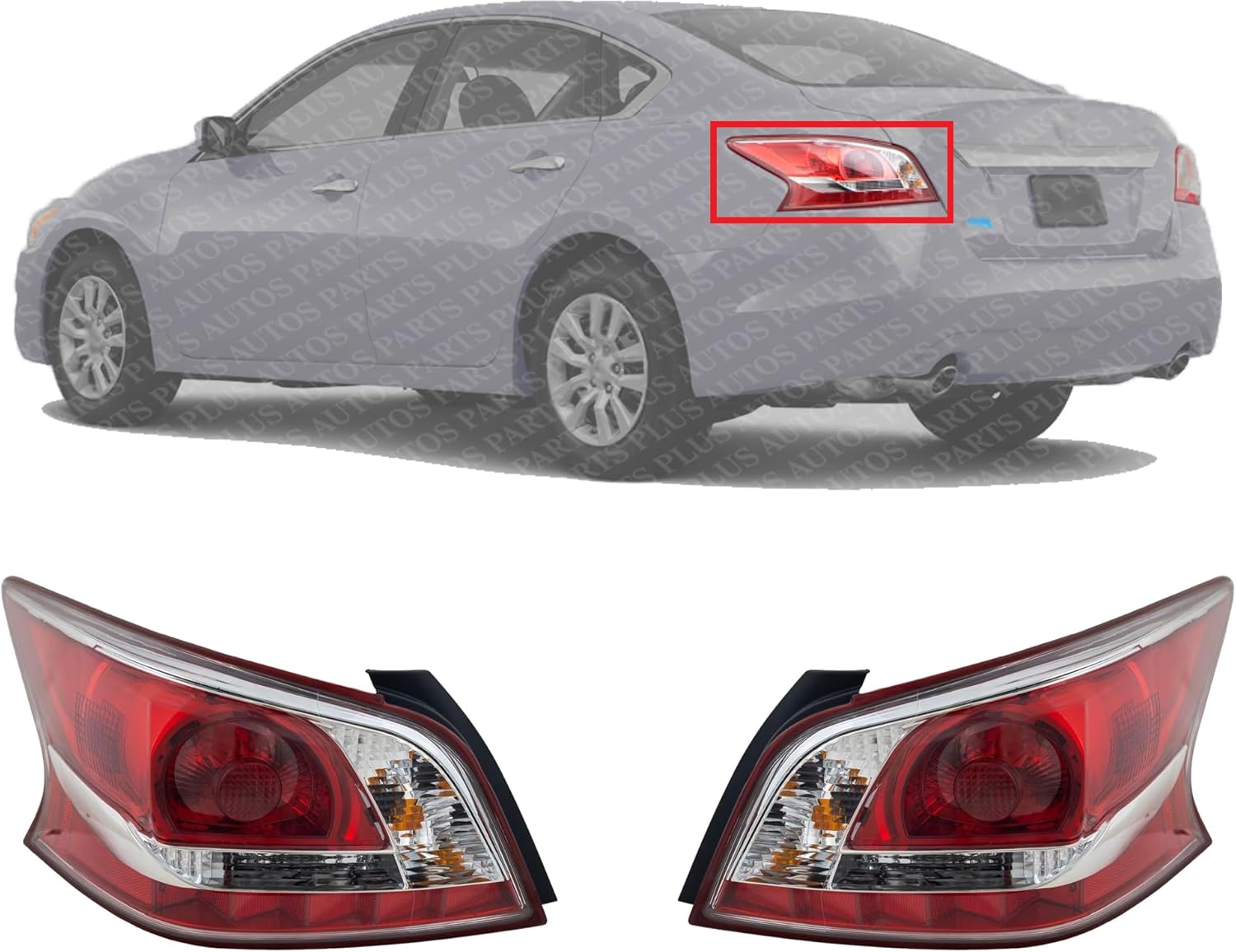 Set Of 2 Tail Light Assembly Plastic Left Driver & Right Passenger Side Direct Replacement Compatible With 2013 Nissan Altima NI2801195 NI2800195 265503TA0B 265553TA0B