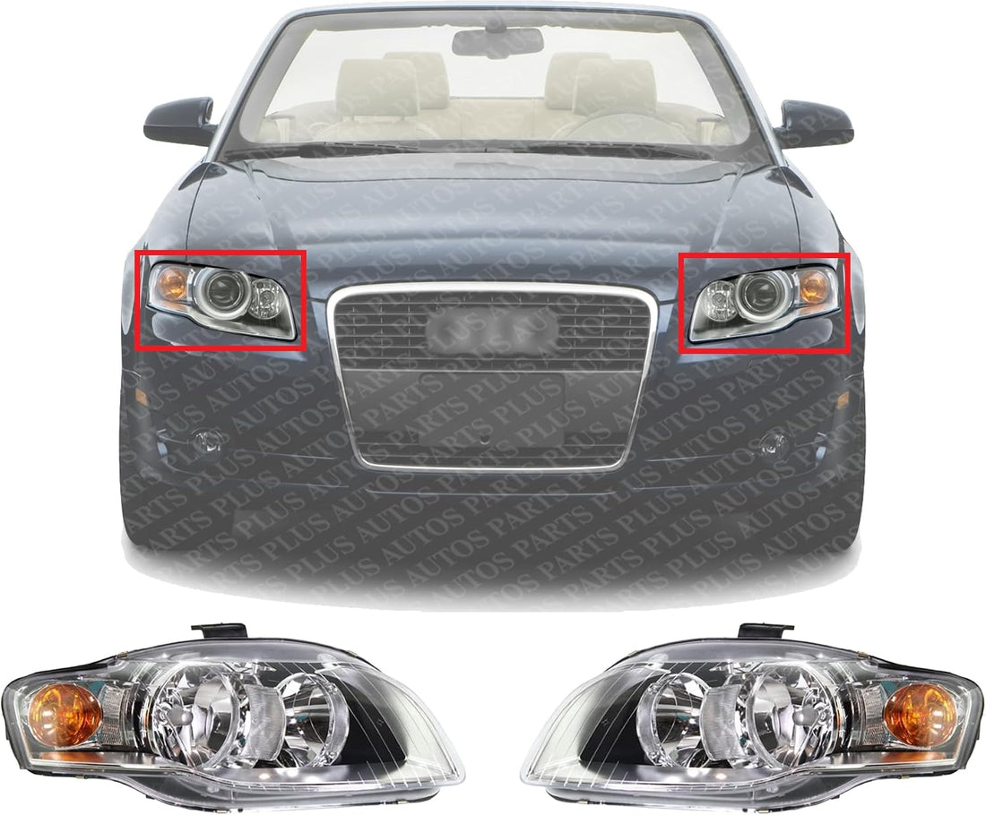 Set Of 2 Front Head Light Assembly Left Driver & Right Passenger Side Direct Replacement Compatible With 2005-2009 Audi A4 / Quattro AU2502128 AU2503128 AU2502128 AU2503128