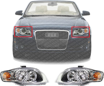 Set Of 2 Front Head Light Assembly Left Driver & Right Passenger Side Direct Replacement Compatible With 2005-2009 Audi A4 / Quattro AU2502128 AU2503128 AU2502128 AU2503128