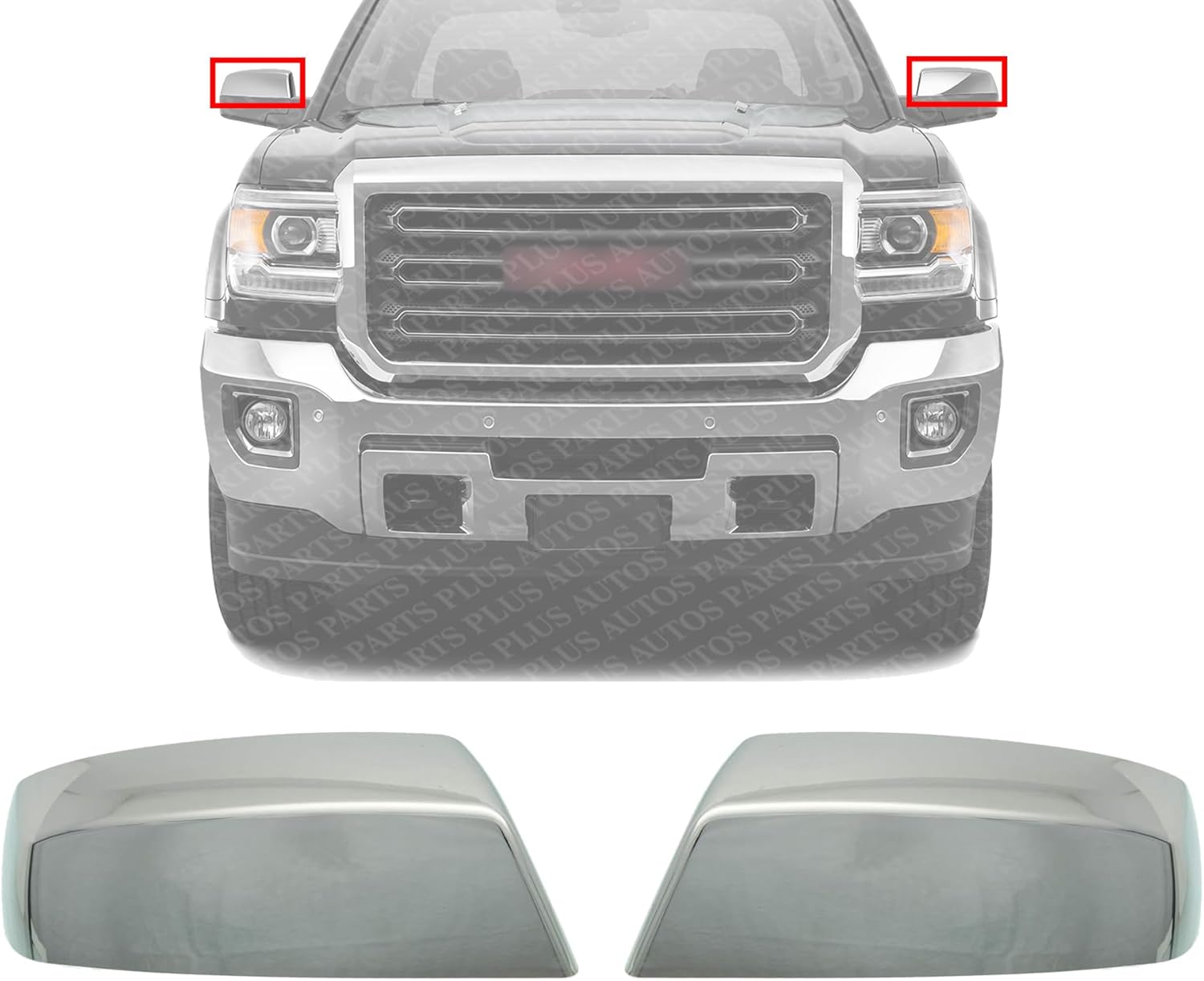 Set Of 2 Front Mirror Cover Chrome Right & Left Side Direct Replacement Compatible With 2014-2019 Chevrolet Silverado/GMC Sierra 1500/2015-2019 2500HD 3500HD 22889520 22889519
