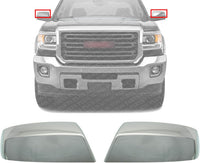 Set Of 2 Front Mirror Cover Chrome Right & Left Side Direct Replacement Compatible With 2014-2019 Chevrolet Silverado/GMC Sierra 1500/2015-2019 2500HD 3500HD 22889520 22889519
