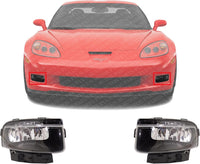 Set Of 2 Front Fog Light Assembly Plastic Left Driver & Right Passenger Side Direct Replacement Compatible With 2005-2013 Chevrolet Corvette GM2593291 GM2592291