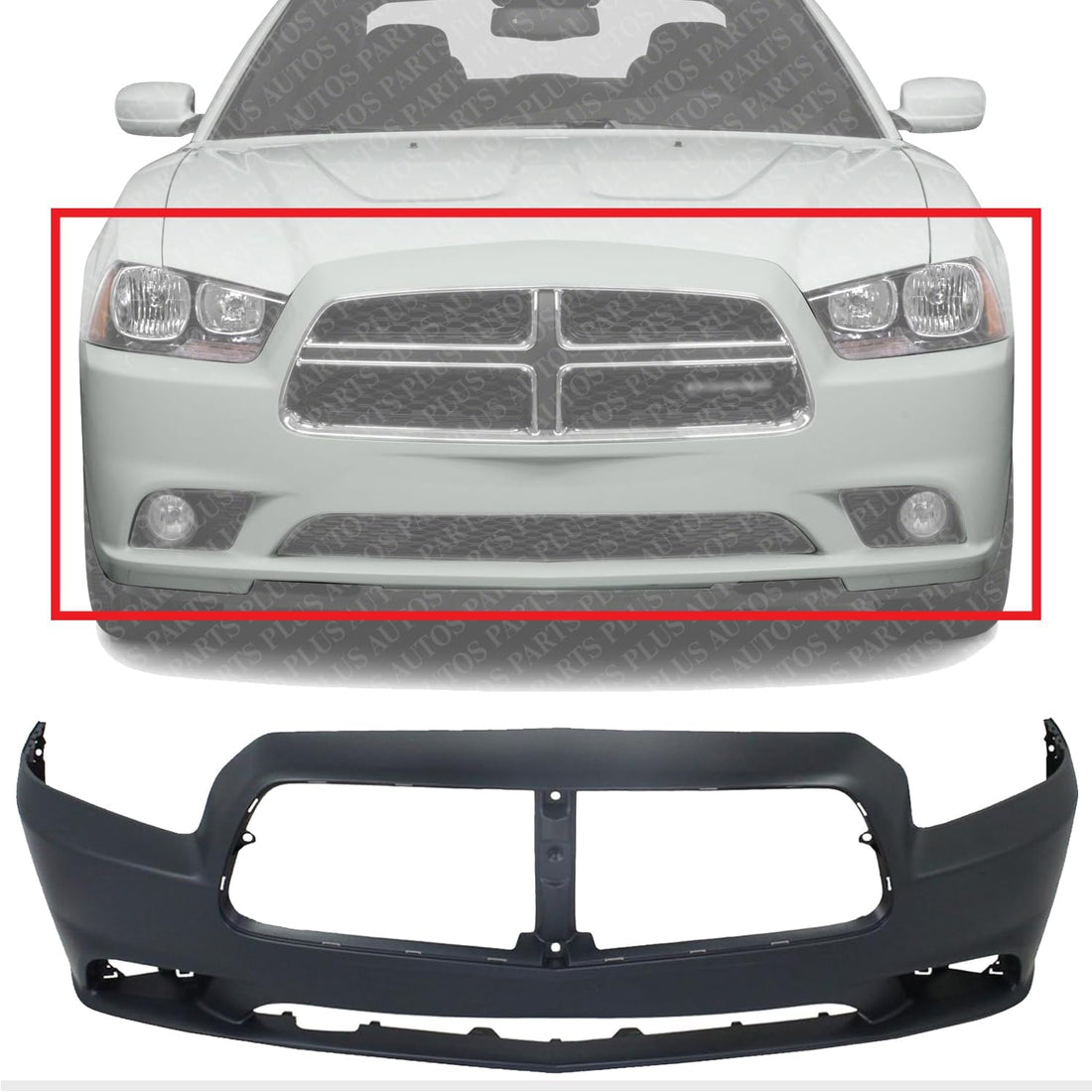 Front Bumper Cover Primed Plastic Direct Replacement Compatible With 2011-2014 Dodge Charger CH1000993 68092597AA