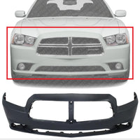 Front Bumper Cover Primed Plastic Direct Replacement Compatible With 2011-2014 Dodge Charger CH1000993 68092597AA