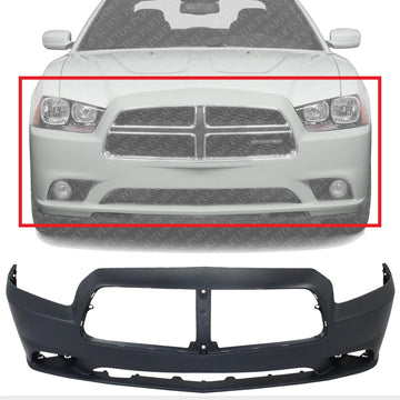 Front Bumper Cover Primed Plastic Direct Replacement Compatible With 2011-2014 Dodge Charger CH1000993 68092597AA