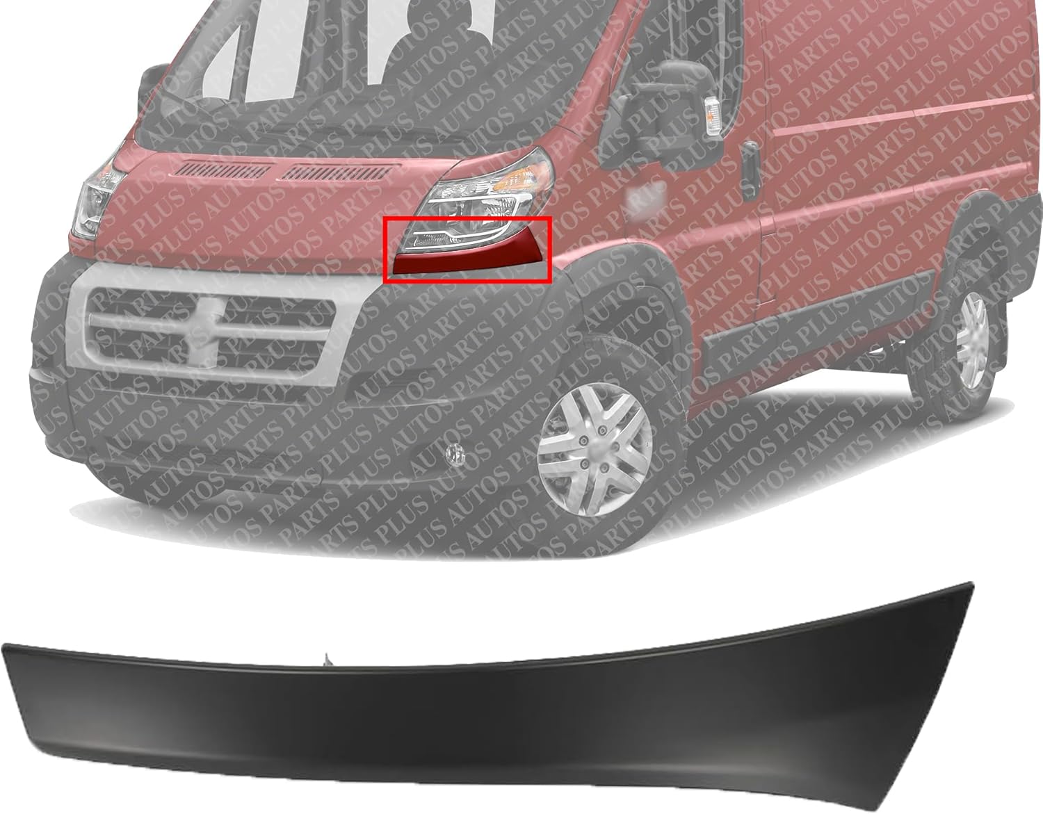Front Lower Head Light Filler Primed Left Driver Side Direct Replacement Compatible With 2014-2022 Ram ProMaster 1500 2500 3500 CH1088103 1ZT60ZZZAA