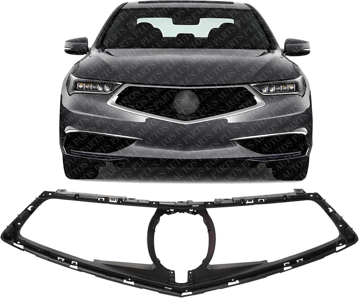 Front Grille Frame Textured Plastic Direct Replacement Compatible With 2018-2020 Acura TLX AC1200131 71121TZ3A11