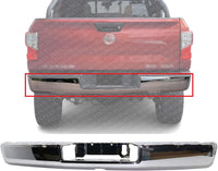 Step Bumper Face Bar Only With Pad Provision Without Mounting Bracket Chrome Steel Direct Replacement Compatible With 2017-2020 Nissan Titan / 2016-2020 XD NI1102165 85030EZ20A