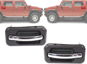 Set of 2 Rear Door Handle Black Bezel with Chrome Lever Left Driver & Right Passenger Side Direct Replacement Compatible with 2003-2009 Hummer H2 HU1520101 HU1521101 25845865