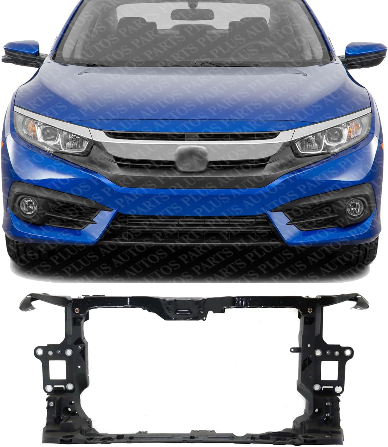 Front Radiator Support Plastic With Steel Direct Replacement Compatible With 2016-2020 Honda Civic HO1225185 71410TBCA01