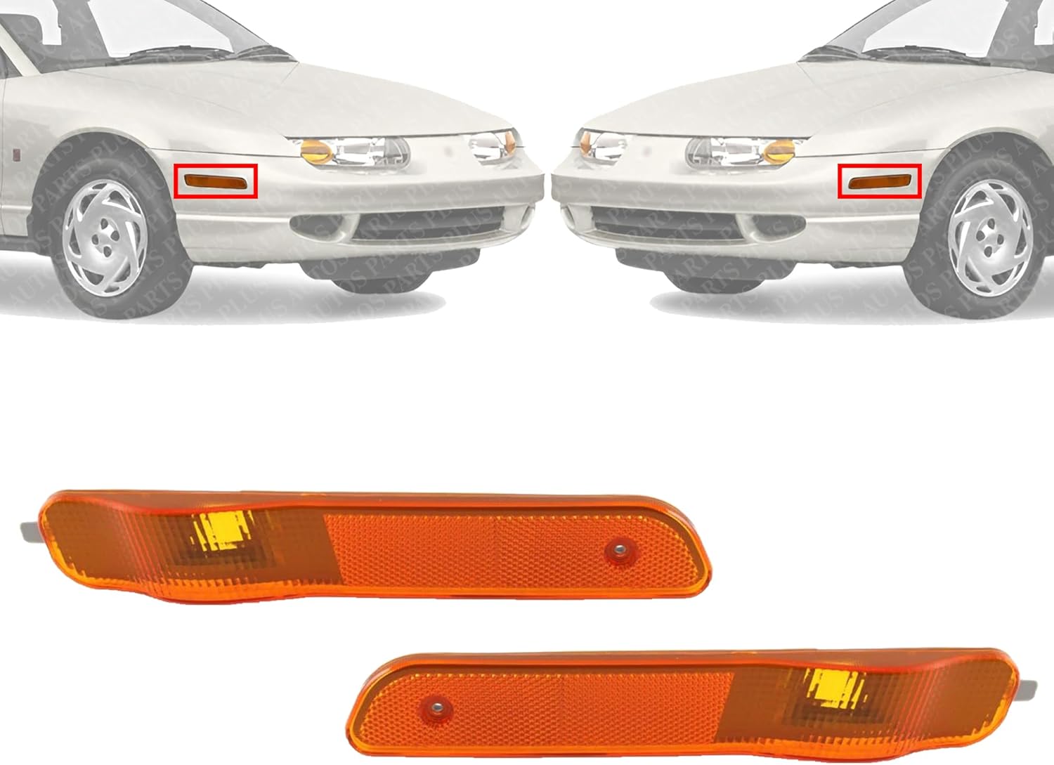 Set Of 2 Front Side Marker Light Left Driver & Right Passenger Driver Side Direct Replacement Compatible With 2000-2002 Saturn S-Series GM2551183 GM2550183 21110858 21110857