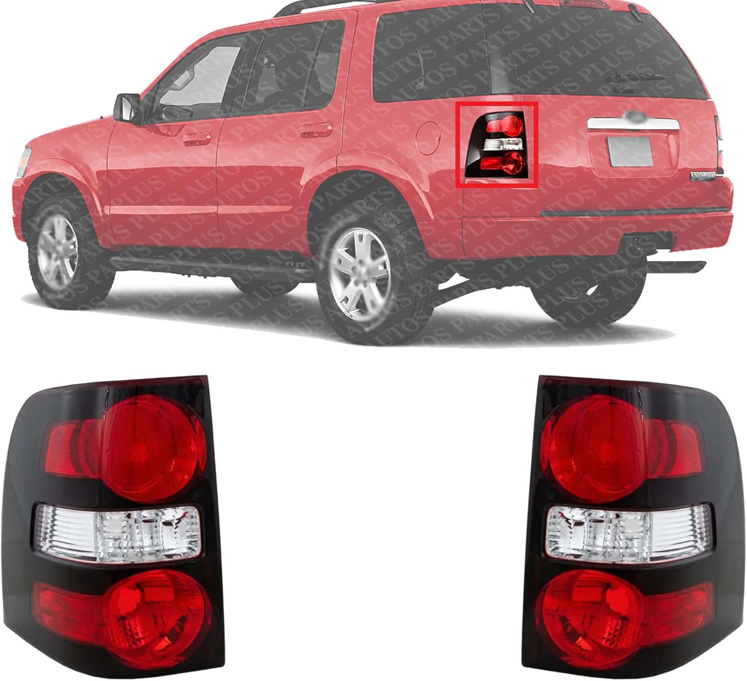 Set Of 2 Tail Light Lens And Housing Right Passenger & Left Driver Side Direct Replacement Compatible With 2006-2010 Ford Explorer FO2819140 FO2818140 FO2800195 6L2Z13404CA