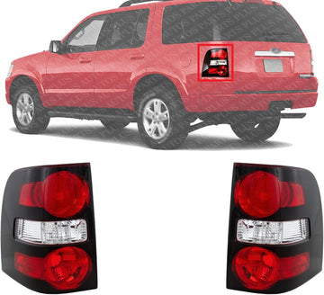 Set Of 2 Tail Light Lens And Housing Right Passenger & Left Driver Side Direct Replacement Compatible With 2006-2010 Ford Explorer FO2819140 FO2818140 FO2800195 6L2Z13404CA