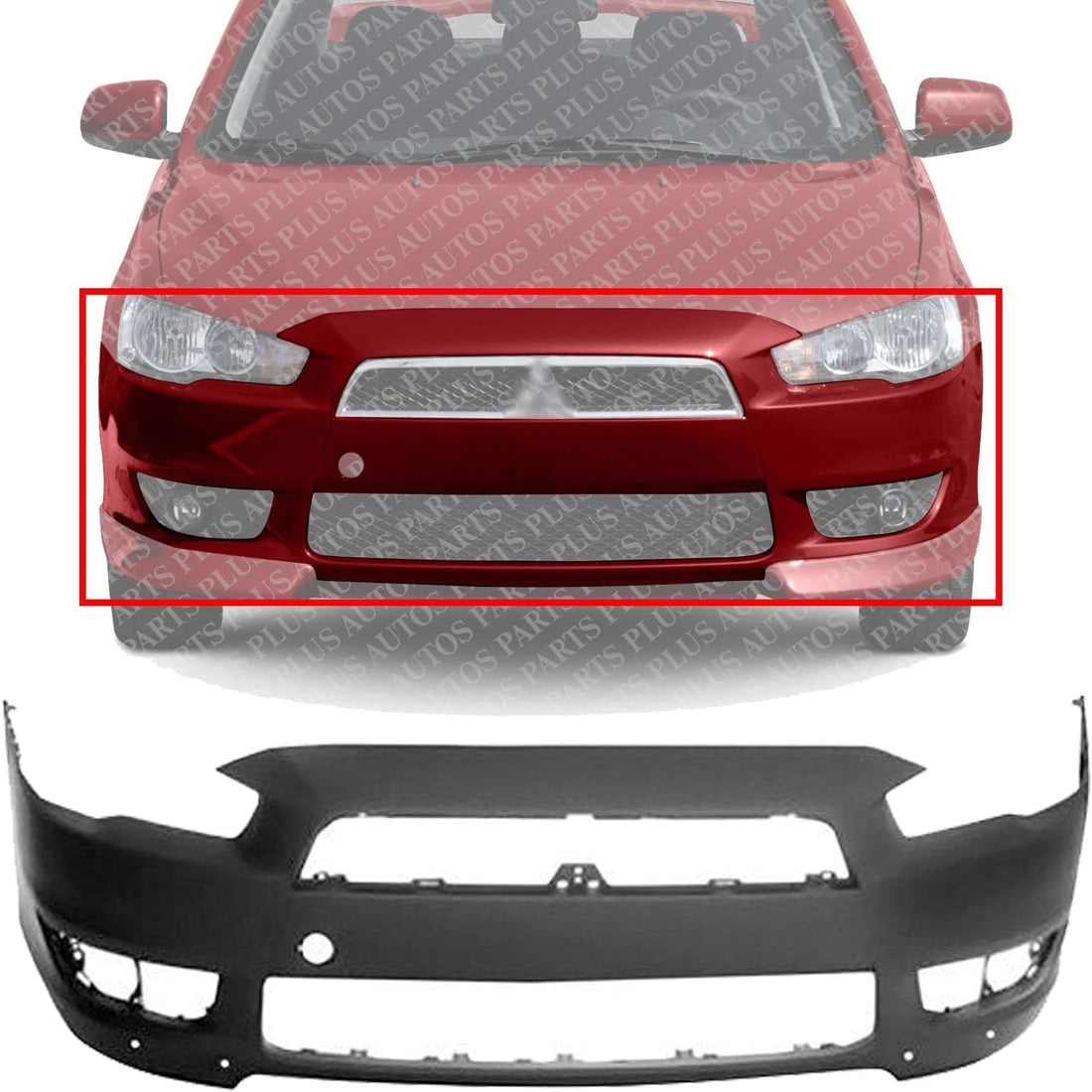 Front Bumper Cover Primed Direct Replacement Compatible With 2008-2015 Mitsubishi Lancer MI1000319 6400B914