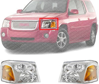 Set Of 2 Front Headlight Assembly Halogen Right Passenger & Left Driver Side Direct Replacement Compatible With 2002-2009 GMC Envoy GM2502220 GM2503220 15866071 15866070