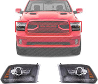 Set Of 2 Front Headlight Assembly With Black Interior Right Passenger & Left Driver Side Direct Replacement Compatible With 2014-2015 Ram 1500 2500 3500 CH2503245 CH2502245 68093220AB