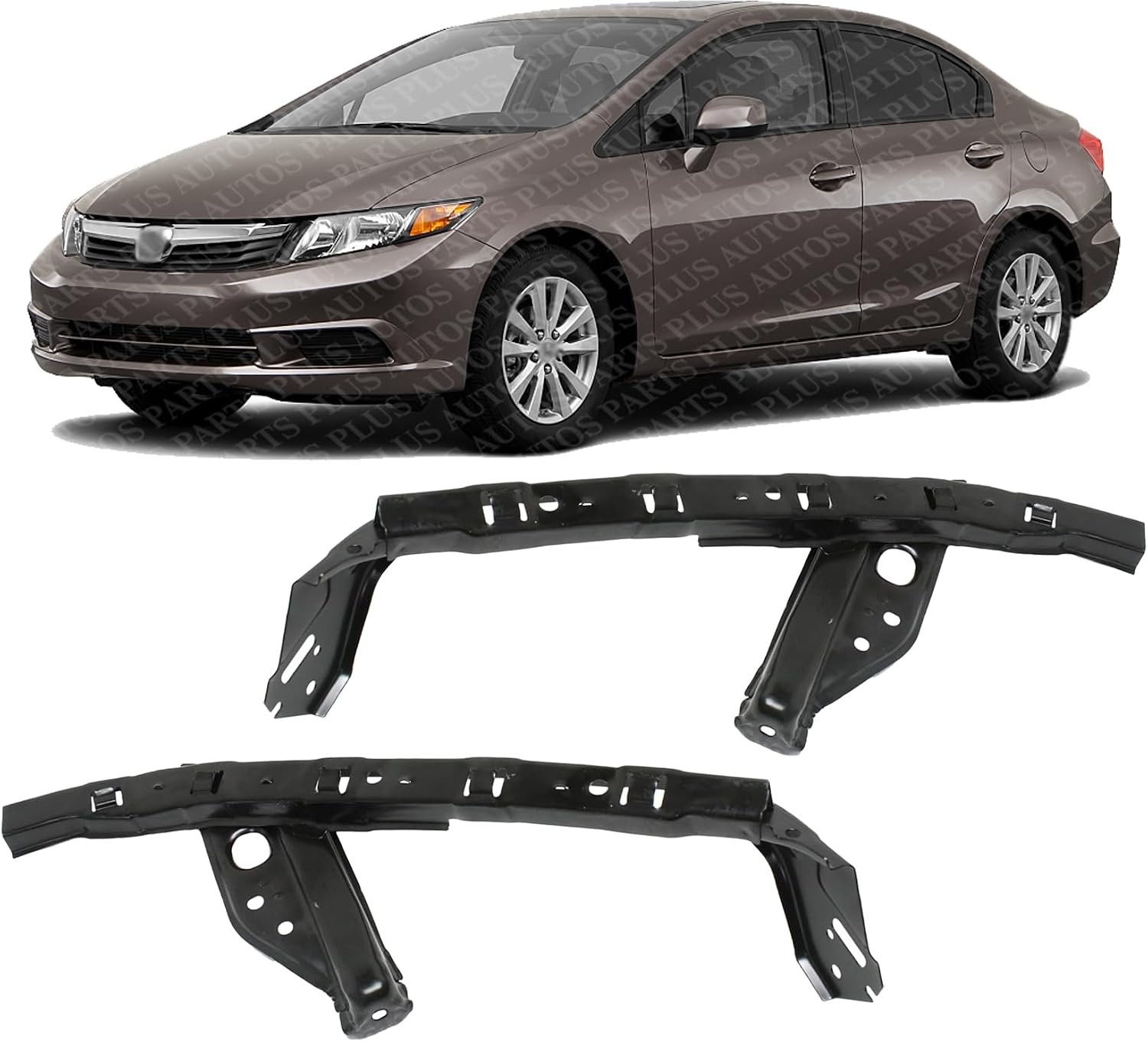 Set Of Front Bumper Upper Cover Bracket Steel Left Driver & Right Passenger Side Direct Replacement Compatible With 2012-2015 Honda Civic HO1042105 HO1043105 71140TR0A00 71190TR0A00