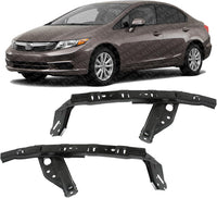 Set Of Front Bumper Upper Cover Bracket Steel Left Driver & Right Passenger Side Direct Replacement Compatible With 2012-2015 Honda Civic HO1042105 HO1043105 71140TR0A00 71190TR0A00