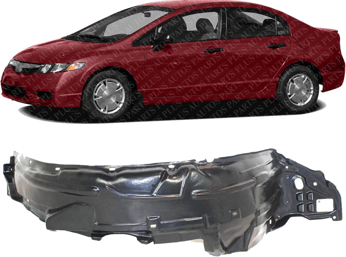 Front Fender Liner Left Driver Side Direct Replacement Compatible With 2006-2011 Honda Civic HO1250107 74151SNAA10