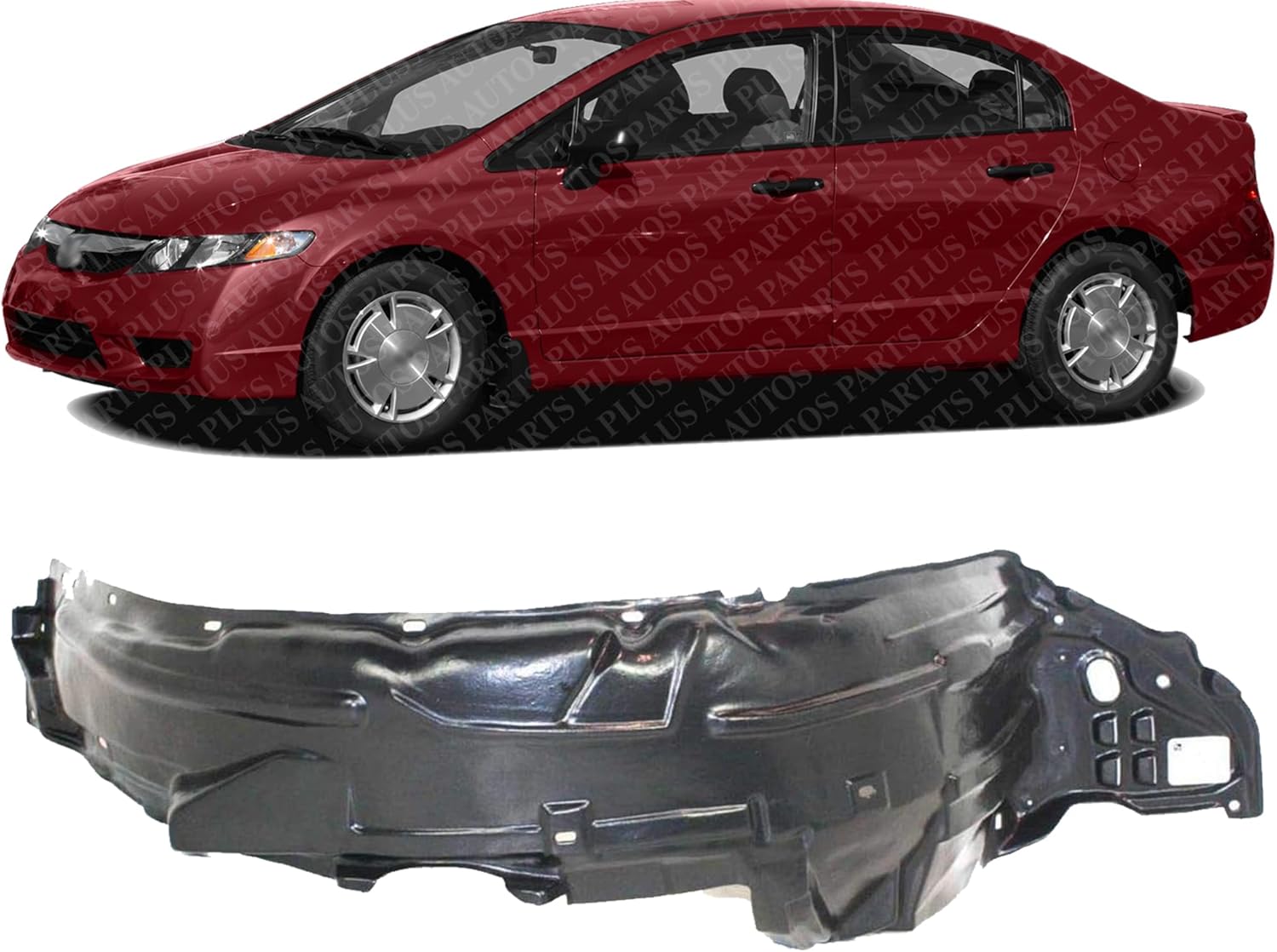 Front Fender Liner Left Driver Side Direct Replacement Compatible With 2006-2011 Honda Civic HO1250107 74151SNAA10