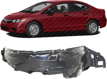 Front Fender Liner Left Driver Side Direct Replacement Compatible With 2006-2011 Honda Civic HO1250107 74151SNAA10