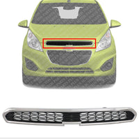 Front Upper Grille Chrome Shell With Textured Black Insert Direct Replacement Compatible With 2013-2015 Chevrolet Spark GM1200657 95078754
