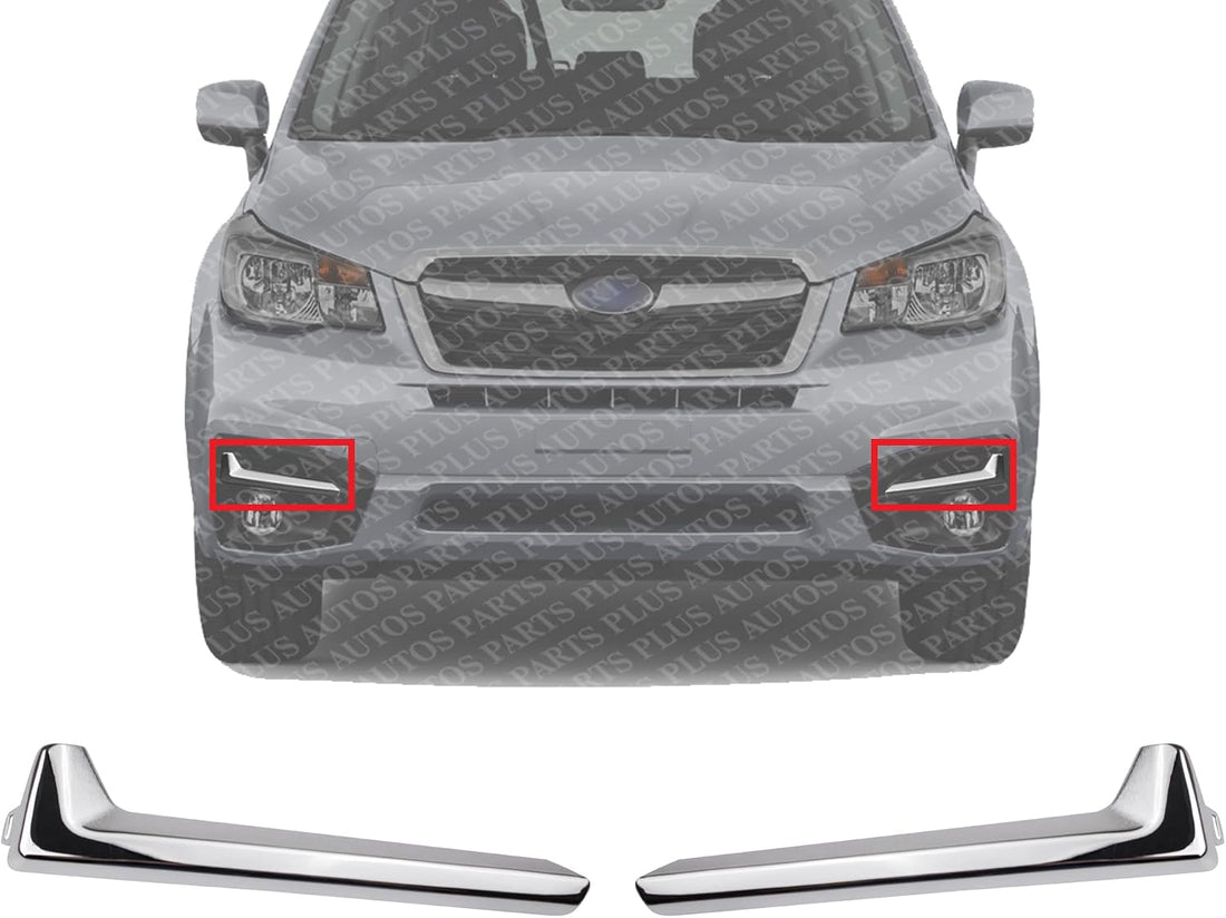 Set Of 2 Front Fog Lamp Molding Chrome Right Passenger & Left Driver Side Direct Replacement Compatible With 2017-2018 Subaru Forester SU1046101 SU1047101 57708SG010 57708SG000