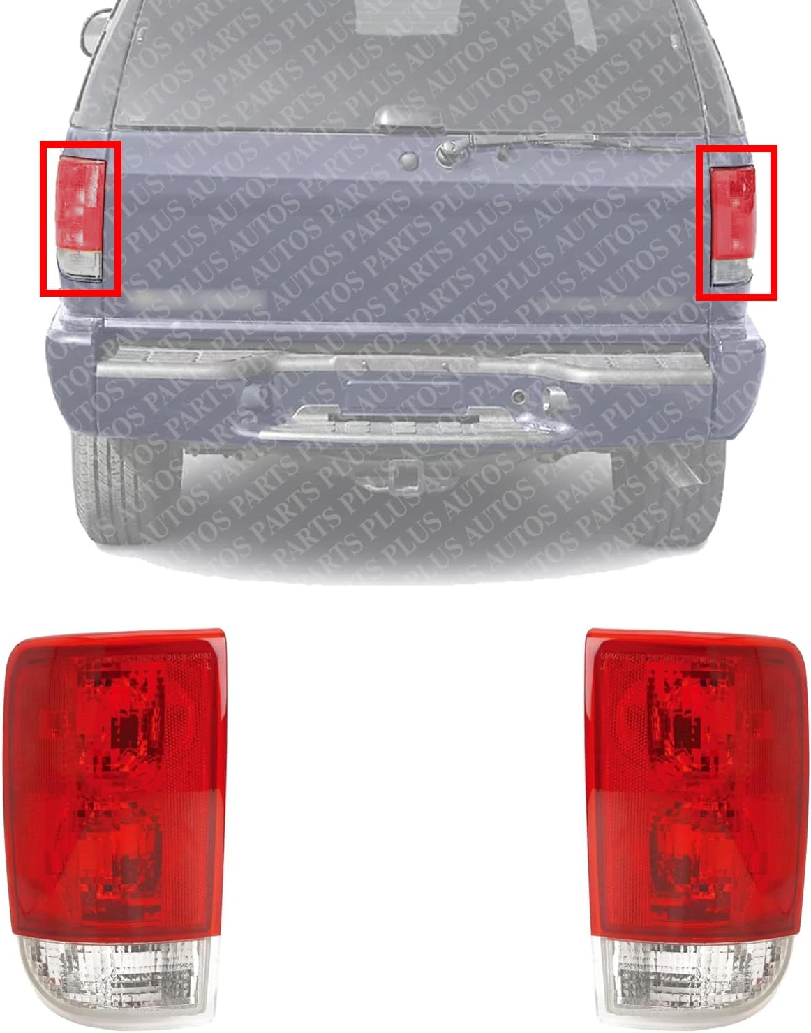 Set Of 2 Tail Light Lens and Housing Right Passenger & Left Driver Side Direct Replacement Compatible With 1995-2005 GMC Jimmy/Chevrolet Blazer GM2801126 GM2800127 19179679 19179358