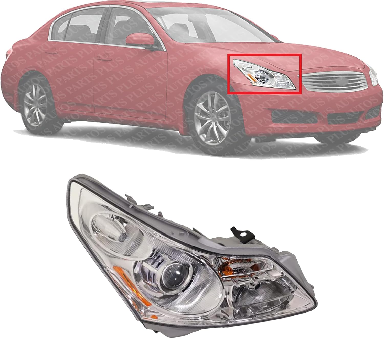 Front Head Light Assembly Right Passenger Side Direct Replacement Compatible With 2007-2008 Infiniti G35 IN2503137 26010JK60C