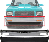 Front Bumper Chrome Steel Without Molding Holes + Lower Valance Air Deflector Primed Direct Replacement Compatible With 1983-1990 Chevrolet S10 Blazer / 1982-1990 Pickup GM1002365
