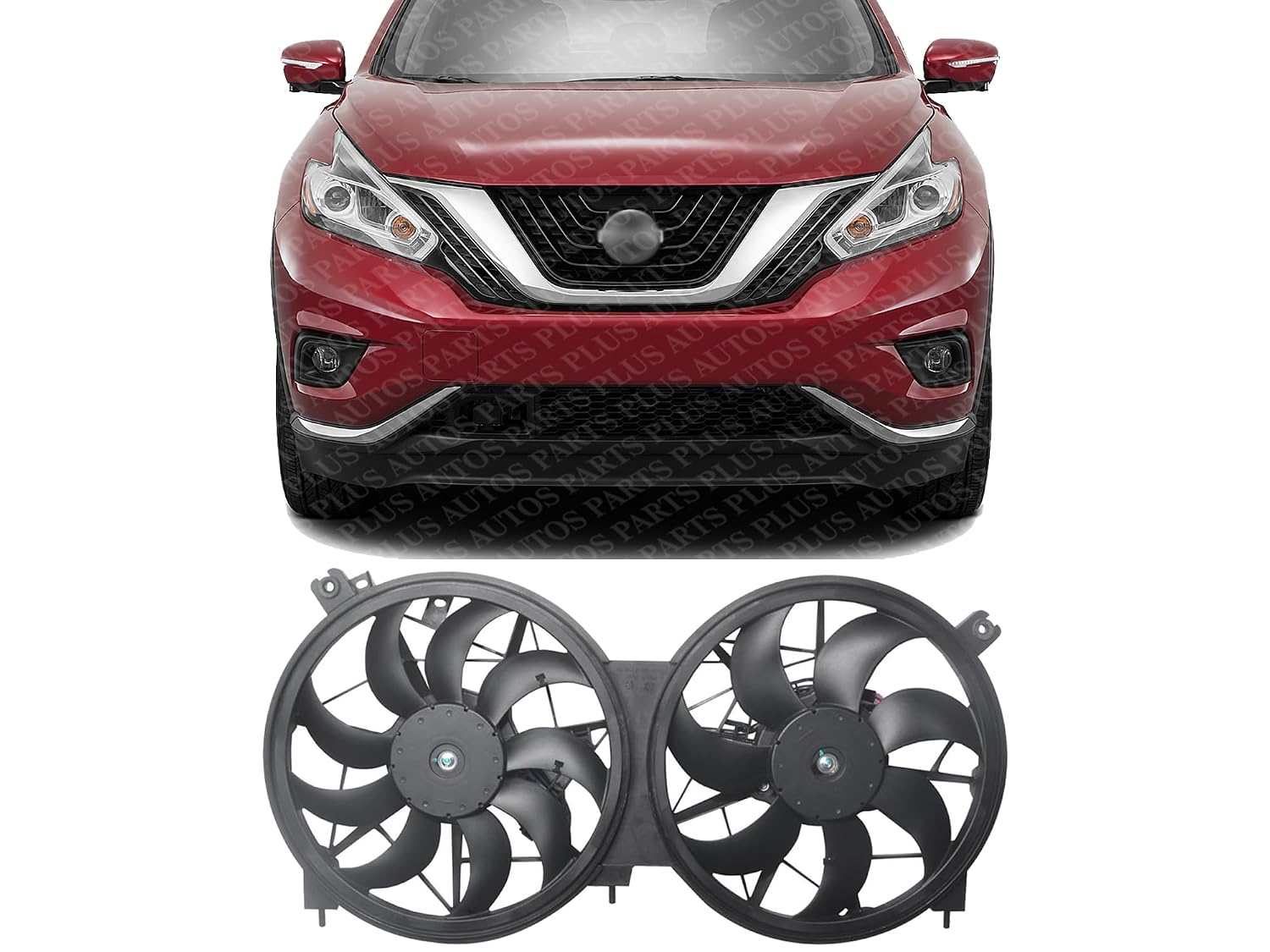 Front Radiator Dual Cooling Fan Assembly Direct Replacement Compatible with 2015-2023 Nissan Murano NI3115152 214815AA1A