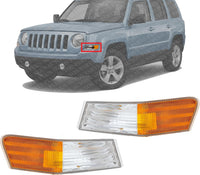 Set Of 2 Front Corner Light Lens And Housing Left Driver & Right Passenger Side Direct Replacement Compatible With 2007-2017 Jeep Patriot CH2527102 CH2526102 68004180AC 68004181AC