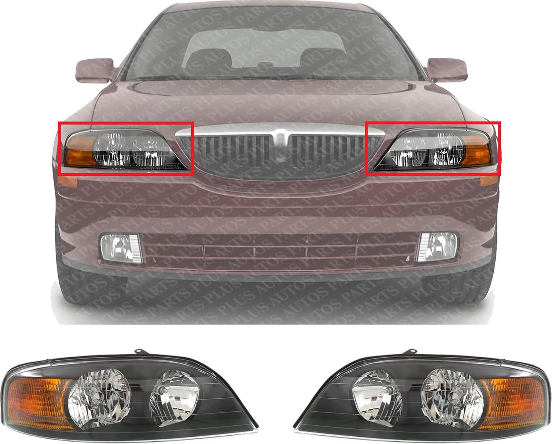Set Of 2 Front Headlight Assembly Right Passenger & Left Driver Side Direct Replacement Compatible With 2000-2002 Lincoln LS 2W4Z13008CA-PFM 2W4Z13008BA-PFM