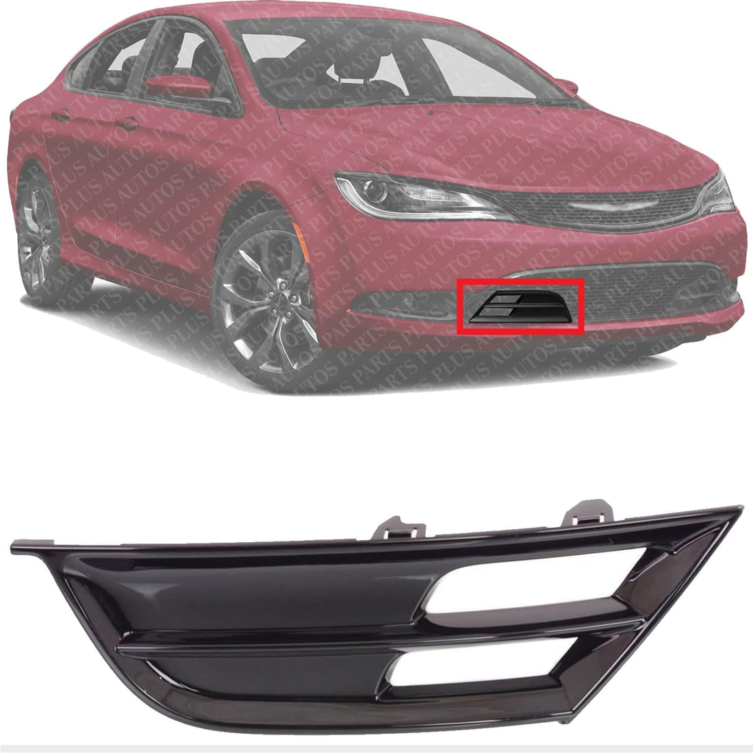 Front Bumper Face Bar Grille Textured Black Right Passenger Side Direct Replacement Compatible With 2015-2017 Chrysler 200 CH1039160 68203014AC