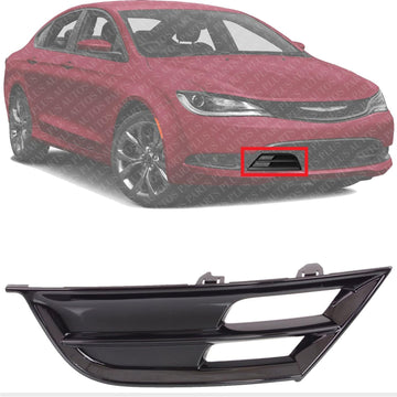 Front Bumper Face Bar Grille Textured Black Right Passenger Side Direct Replacement Compatible With 2015-2017 Chrysler 200 CH1039160 68203014AC