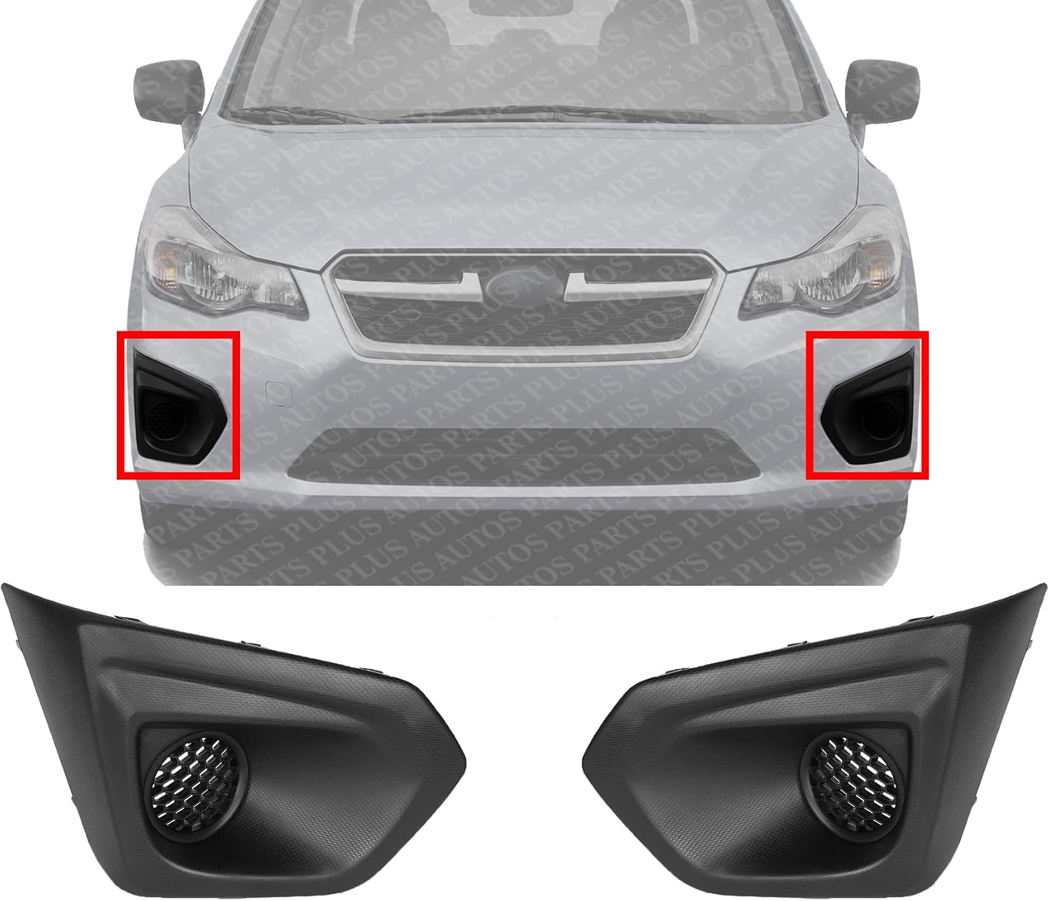 Set Of 2 Front Fog Light Cover Primed Left Driver & Right Passenger Side Direct Replacement Compatible With 2012-2014 Subaru Impreza SU1038152 SU1039152 57731FJ000 57731FJ010