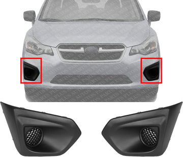 Set Of 2 Front Fog Light Cover Primed Left Driver & Right Passenger Side Direct Replacement Compatible With 2012-2014 Subaru Impreza SU1038152 SU1039152 57731FJ000 57731FJ010