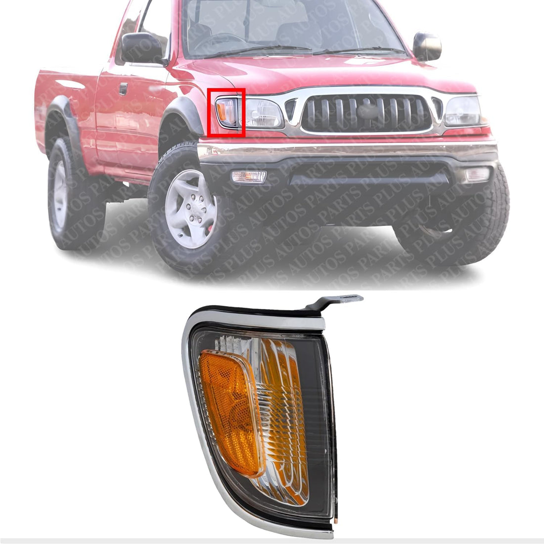 Front Corner Lights Assembly With Chrome Trim Right Passenger Side Direct Replacement Compatible With 2001-2004 Toyota Tacoma TO2521161 8161004080